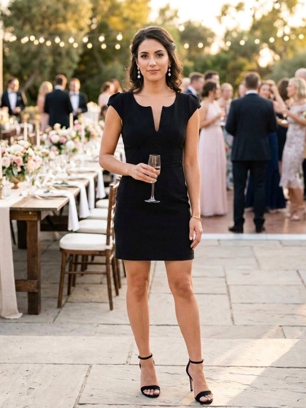 Lulus Black Notched V-Neck Bodycon Dress XS Exposed Zipper LBD Cocktail Party